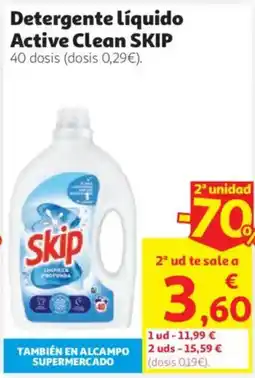 Alcampo skip detergente liquido active clean oferta