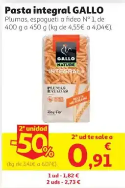 Alcampo Gallo pasta integral oferta