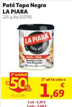 Alcampo La Piara paté tapa negra oferta