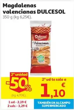 Alcampo Dulcesol magdalenas valencianas oferta