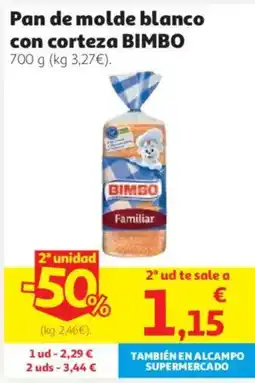 Alcampo Bimbo pan de molde blanco con corteza oferta