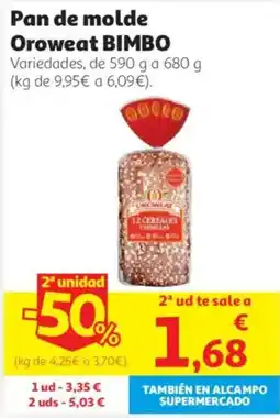 Alcampo Oroweat BIMBO pan de molde oferta