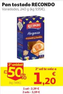 Alcampo Recondo pan tostado oferta