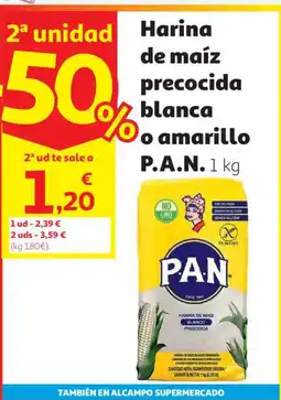 Alcampo P.A.N. harina de maíz blanca o amarillo oferta