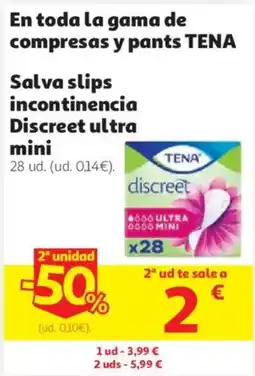Alcampo tena salva slips incontinencia discreet ultra mini oferta