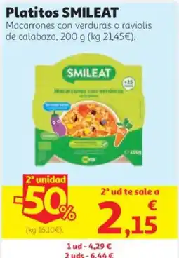 Alcampo Smileat macarrones con verduras oferta
