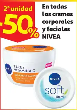 Alcampo Nivea en todas las cremas corporales y faciales oferta
