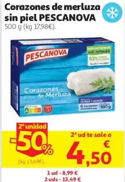 Alcampo Pescanova corazones de merluza sin piel oferta