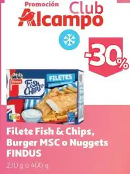 Alcampo Findus filete fish & chips, burger msc o nuggets oferta