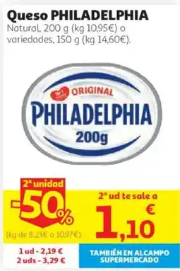 Alcampo Philadelphia queso natural oferta