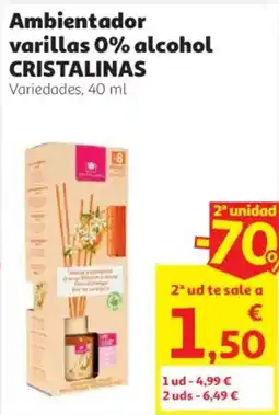 Alcampo Cristalinas ambientador varillas 0% alcohol oferta
