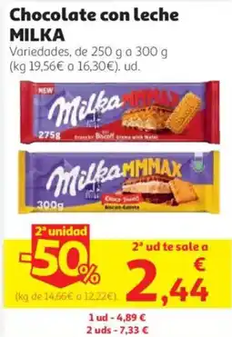 Alcampo Milka chocolate con leche oferta