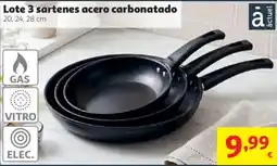 Alcampo Lote 3 sartenes acero carbonatado oferta