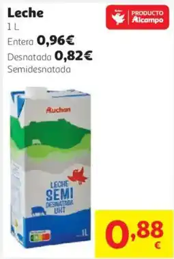 Alcampo Auchan leche semi desnatada uht oferta