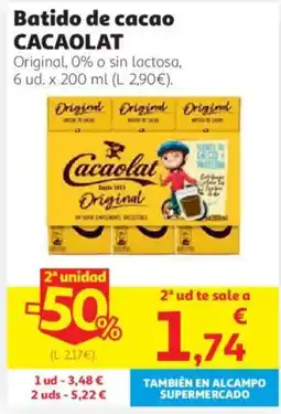 Alcampo Cacaolat batido de cacao original oferta
