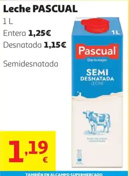 Alcampo Pascual leche semidesnatada oferta