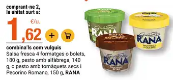 Rana salsa fresca 4 formatges o bolets, pesto amb alfàbrega, pesto amb tomàquets secs i Pecorino Romano