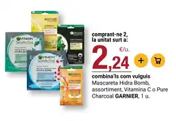 BonpreuEsclat Garnier mascareta hidra bomb, assortiment, vitamina c o pure charcoal oferta