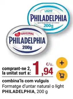 BonpreuEsclat philadelphia formatge d'untar natural o light oferta