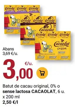 BonpreuEsclat Cacaolat batut de cacao original 0% o sense lactosa oferta