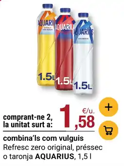 BonpreuEsclat Aquarius refresc zero original, préssec o taronja oferta