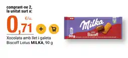 BonpreuEsclat Milka xocolata amb llet i galeta Biscoff oferta