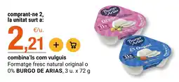 BonpreuEsclat Burgo de Arias formatge fresc natural original o 0% oferta