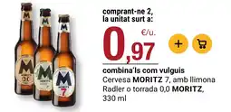 BonpreuEsclat Moritz cervesa 7, amb llimona radler o torrada 0,0 moritz oferta