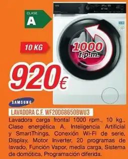 Expert Samsung - lavadora c.f. wf20d6850bwu3 oferta