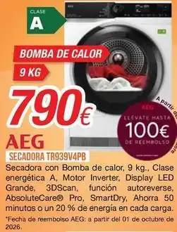 Expert Aeg - secadora tr939v4pr oferta