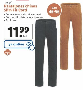 Lidl Livergy Pantalones chinos Slim Fit Cord oferta