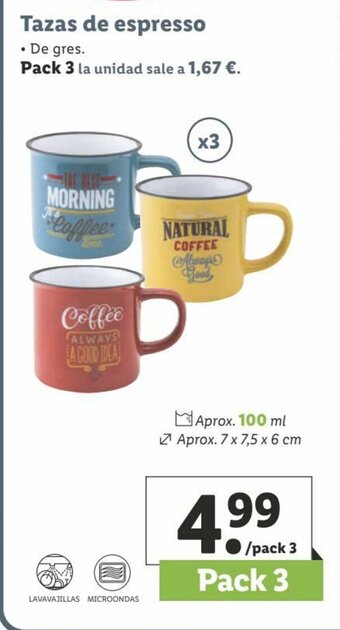 Lidl Tazas de espresso oferta
