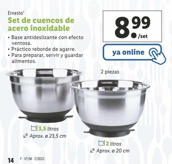 Lidl Ernesto Set de cuencos de acero inoxidable oferta