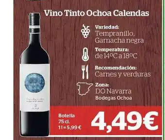 La Sirena Vino Tinto Ochoa Calendas oferta