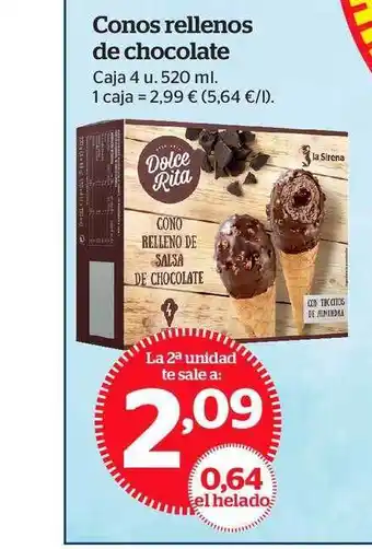 La Sirena Conos Rellenos De Chocolate 520ml oferta