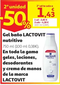 Alcampo Lactovit gel baño nutritivo oferta