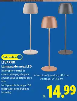 Lidl Livarno lámpara de mesa led oferta