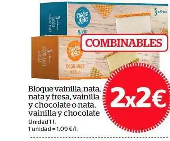La Sirena Bloque Vainilla, Nata, Nata Y Fresa Vainilla Y Chocolate O Nata Vainilla Y Chocolate 1L oferta