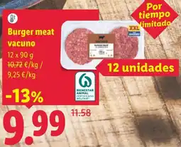 Lidl Burger meat vacuno oferta