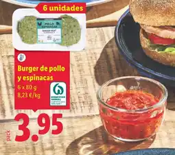 Lidl Burger de pollo y espinacas oferta