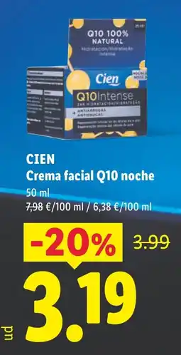 Lidl Cien crema facial q10 noche oferta