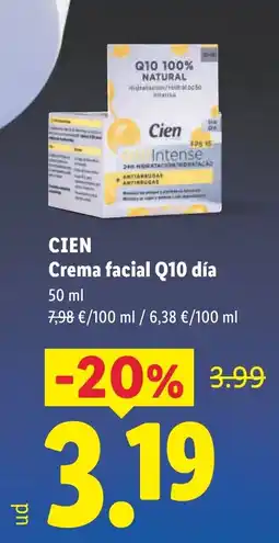 Lidl Cien crema facial q10 día oferta