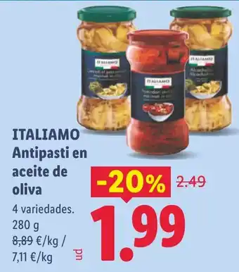 Itali amo antipasti en aceite de oliva