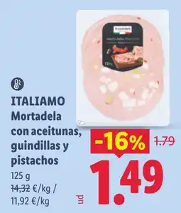 Lidl Italiamo mortadela con aceitunas, guindillas y pistachos oferta