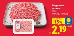 Lidl Lidl burger meat de cerdo oferta