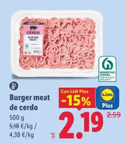 Lidl Lidl burger meat de cerdo oferta