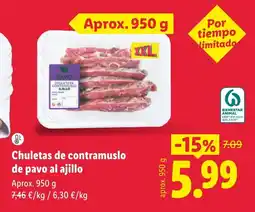 Lidl Pavo chuletas de contramuslo al ajillo oferta