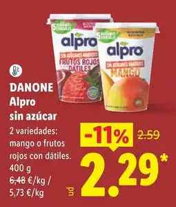Lidl Danone Alpro sin azúcar oferta