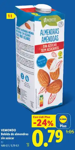 Lidl Vemondo bebida de almendras sin azúcar oferta