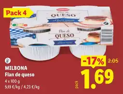 Lidl Milbona flan de queso oferta